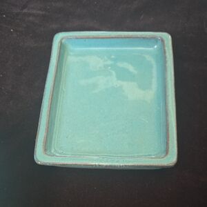 Vintage 6" Rectangular Teal Ceramic Humidity Tray